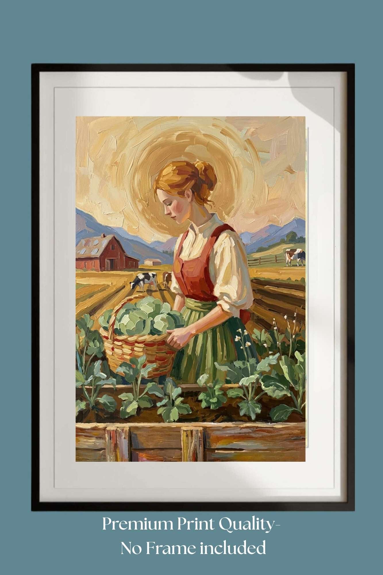 Harvest The Garden| Vintage Style Print| Farm Cow Art| Giclee Paper- Wood- Metal- Canvas