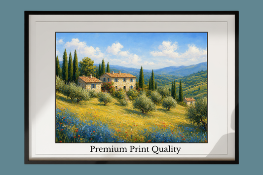 Tuscany Home, Italian Wine Villa Art, Giclee Paper- Wood- Metal- Canvas