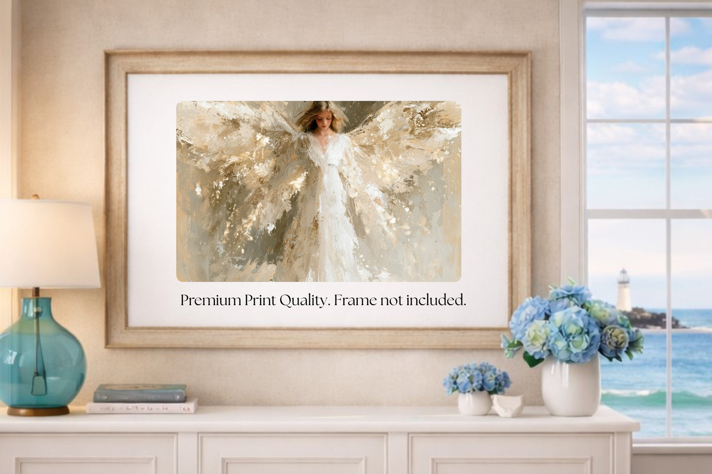 Whispers Of Grace | Angel Art | Christian Wall Decor | Neutral Spiritual Art | Heavenly Angel Print