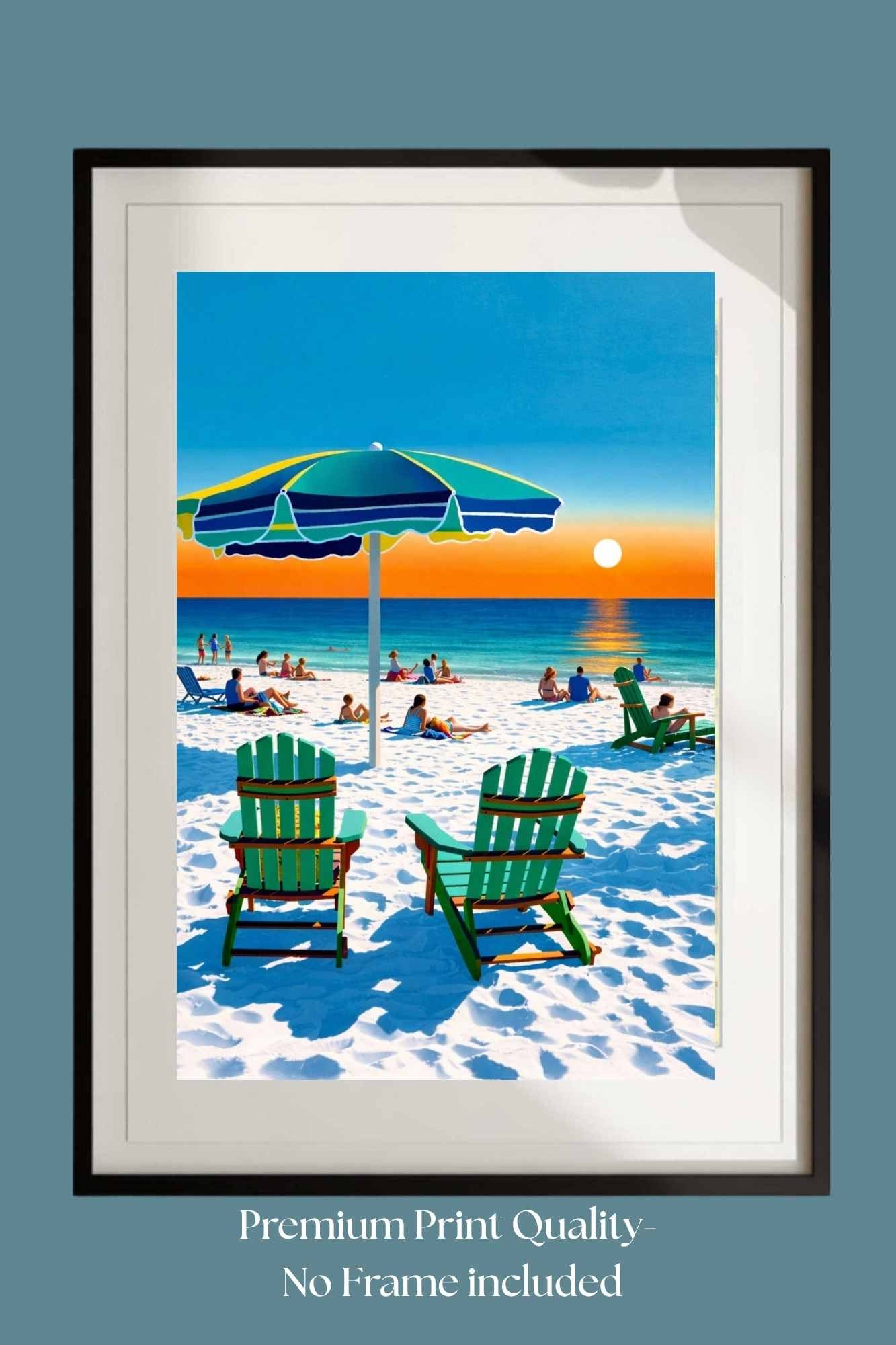 Beach Sunset With Adirondack Chairs| Beach Tropical Print| Giclee Paper- Wood- Metal- Canvas