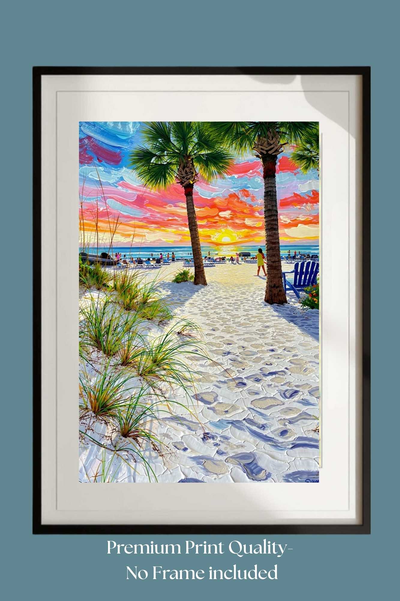 Peaceful Shores | Coastal Beach| Palm Tree Art| Giclee Paper- Wood- Metal- Canvas