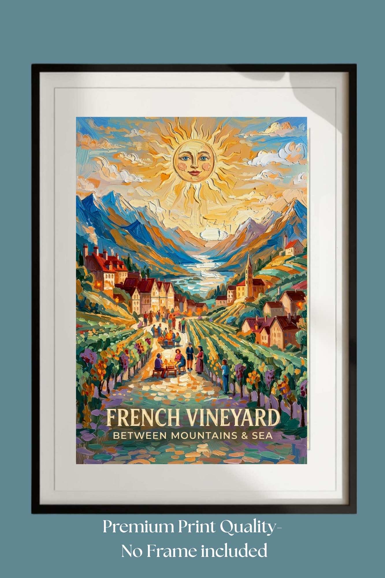 French Vineyard Between Mountain and Sea| Travel Print| Giclee Paper- Wood- Metal- Canvas