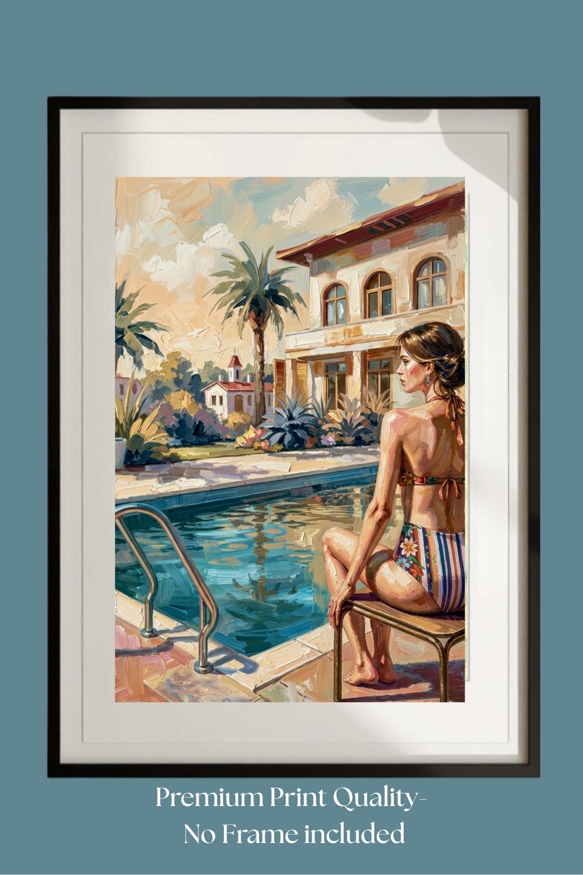 By the Pool, Bahamas | Tropical Resort Wall Art | Island Vacation Impressionist Painting | Giclée Paper • Canvas • Wood • Metal
