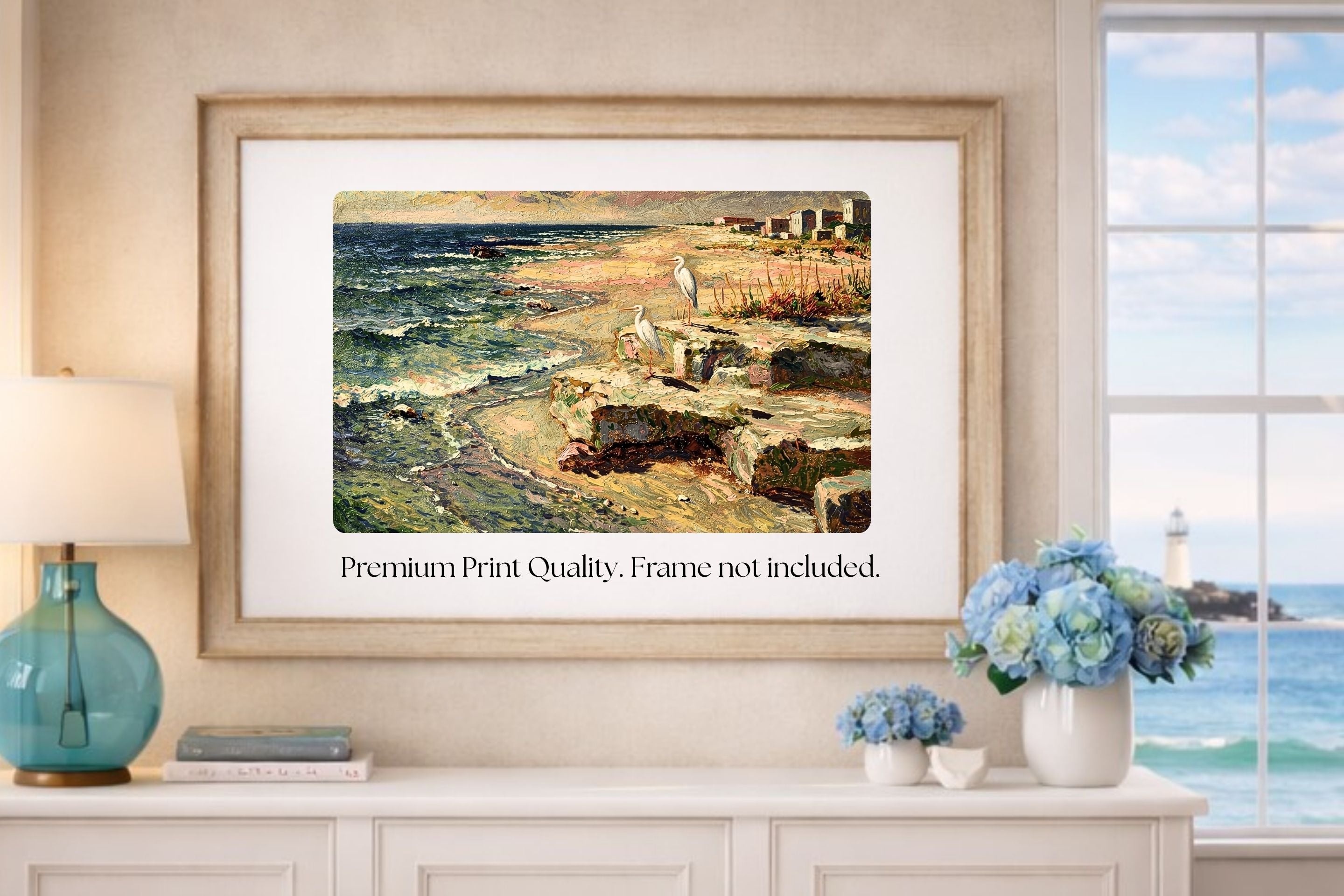 Coastal Herons – Impressionist Print| Beach Print| Shorebirds at the Surf| Coastal Wall Art| Giclée on Canvas, Wood, Metal, Fine Art Paper