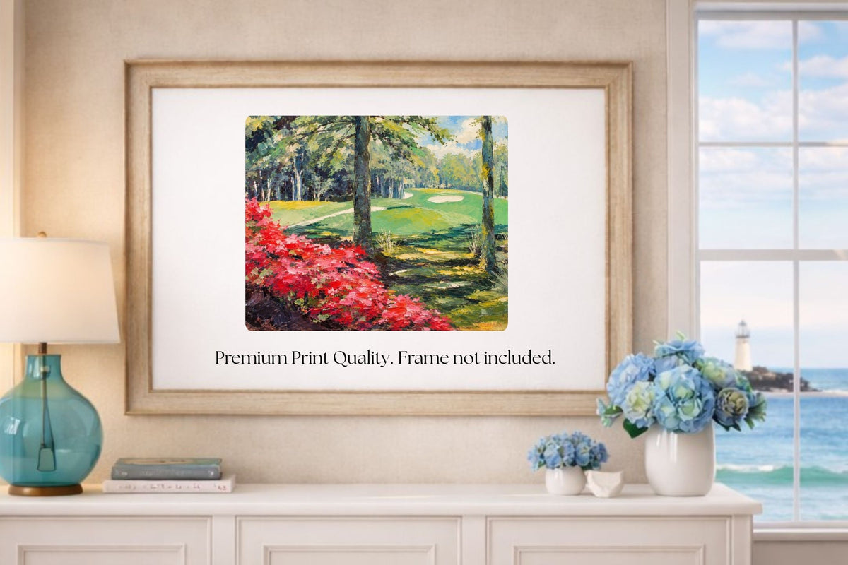 Azaleas Along the Fairway | Southern Golf Course Art | Giclée Paper • Wood • Metal • Canvas