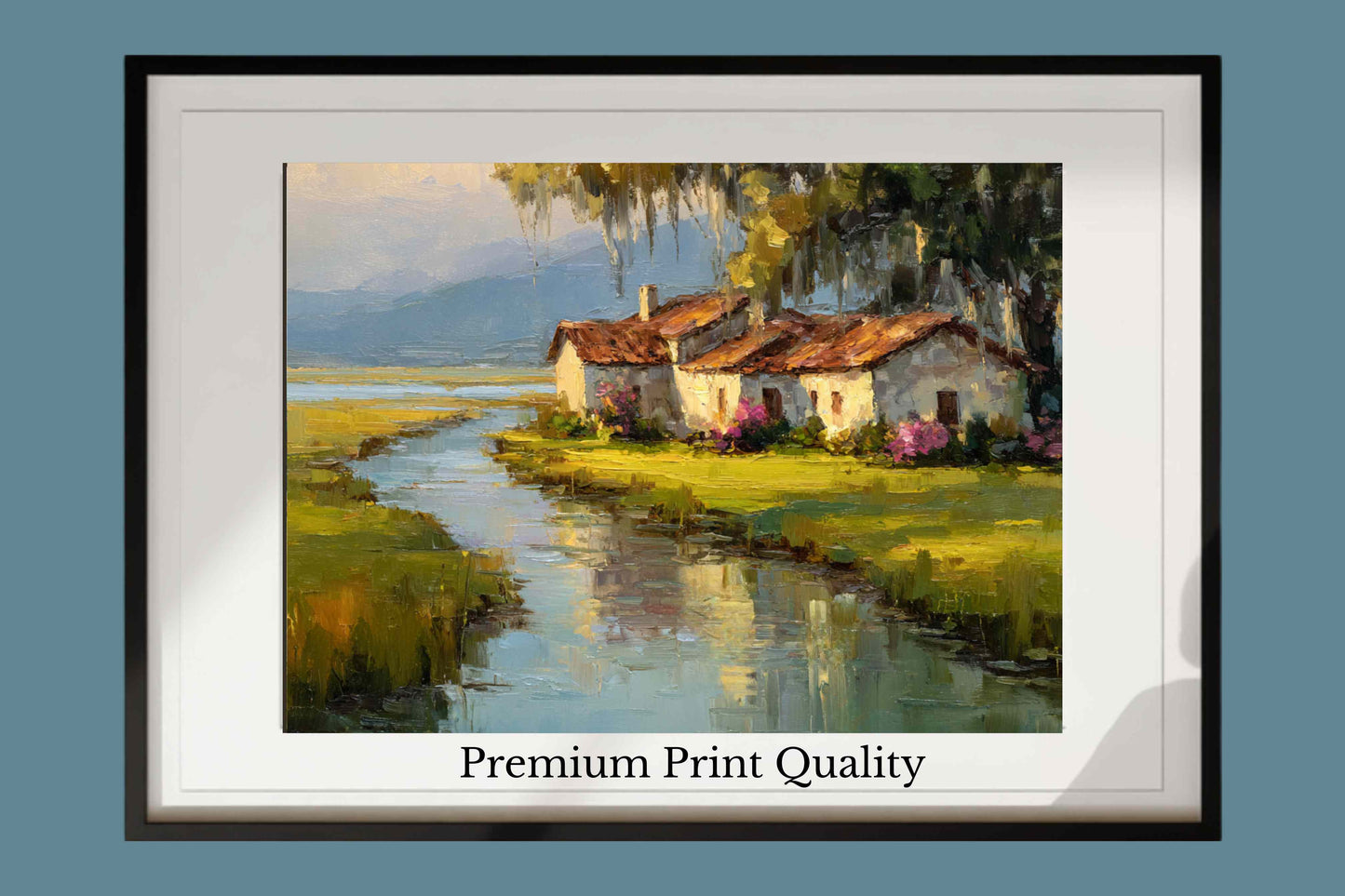 Spanish Moss Cottage – Impressionist Lowcountry Marsh Painting, Southern Coastal Wall Art, Giclée on Canvas, Wood, Metal & Fine Art Paper