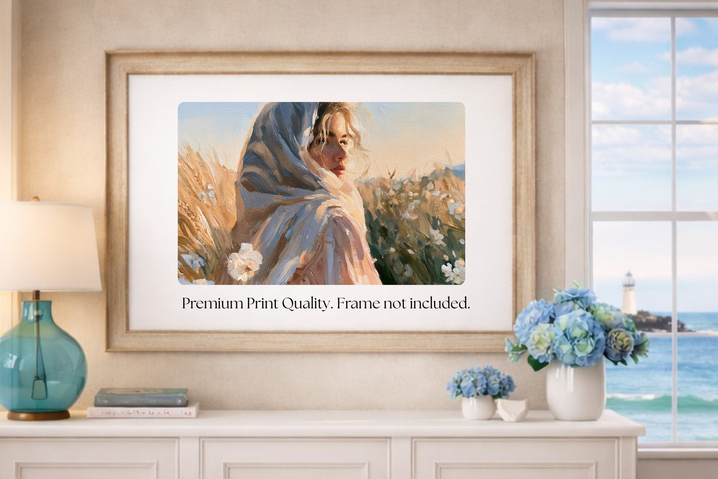 Lovely Woman | Vintage Farm Girl Art Print | Golden Wheat Field | Rustic Country Wall Art | Giclee Paper Canvas Wood & Metal