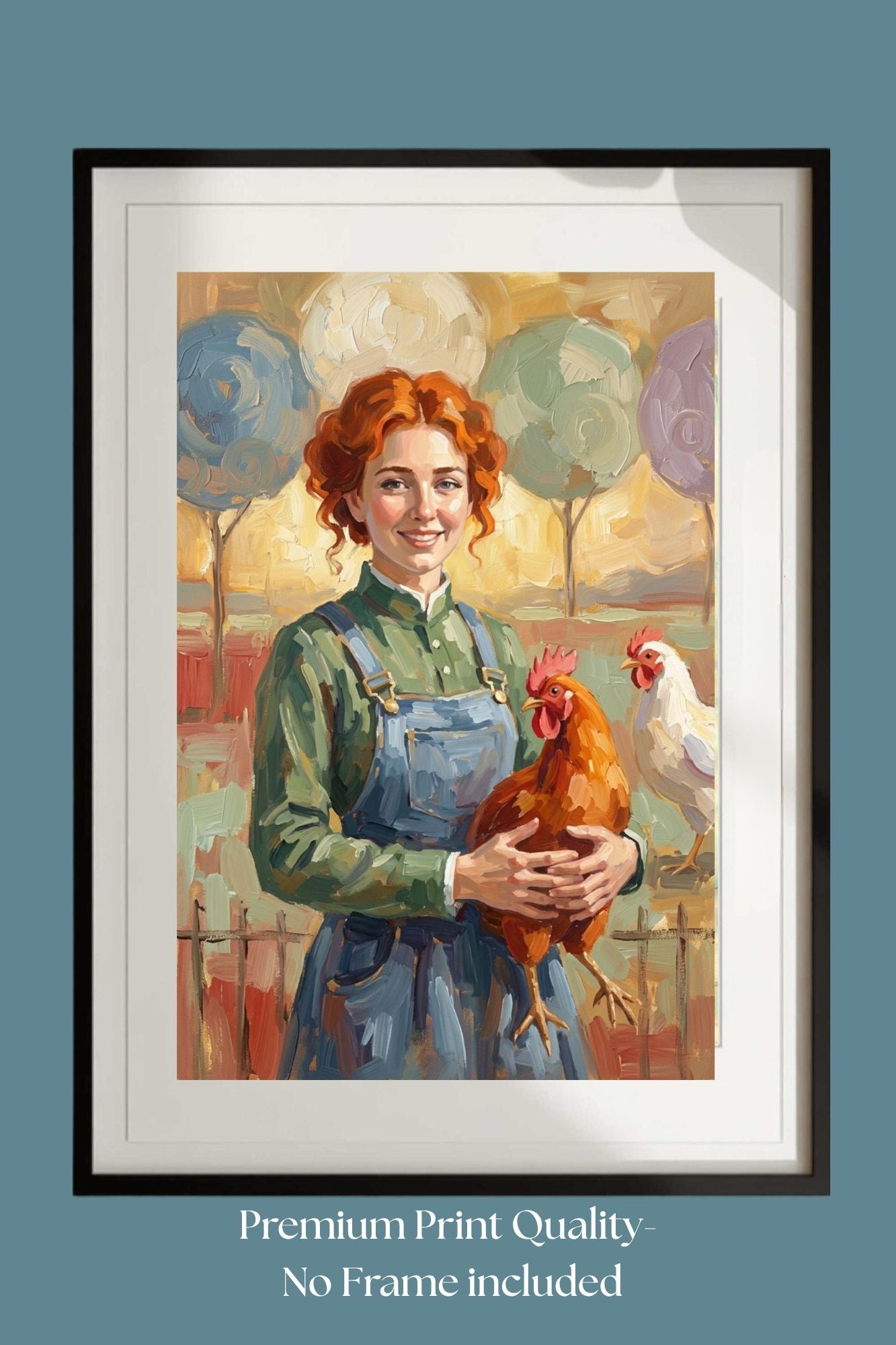 Modern Farm Woman| Farm-Chicken Art| Giclee Paper- Wood- Metal- Canvas