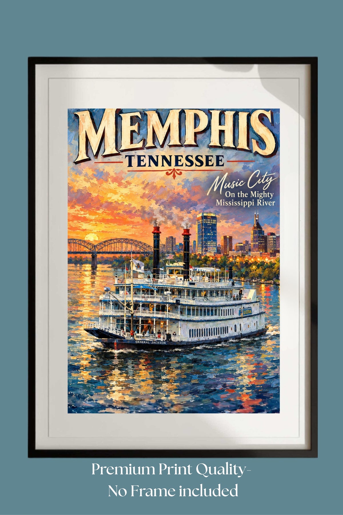 Memphis River Boat | Music City on the Mighty Mississippi | Teresa Johnson Art | Giclée Paper • Wood • Metal • Canvas