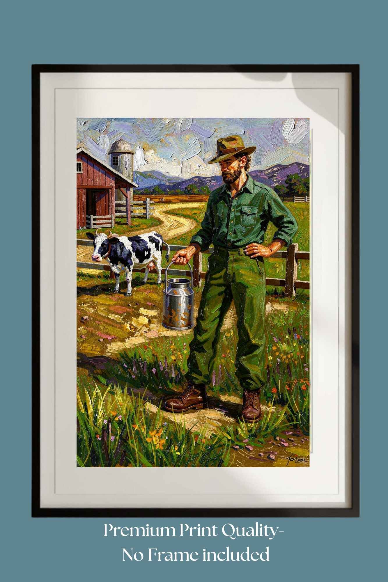 Dairy Farmer| Farm Cow Art| Giclee Paper- Wood- Metal- Canvas