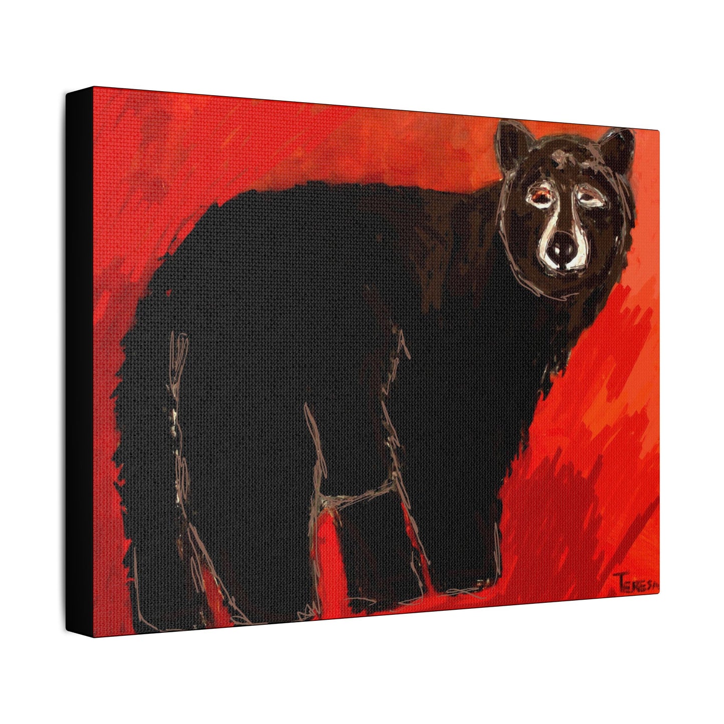 Black Bear- Art- Gallery Wrapped- Satin Stretched Canvas Gallery Wraps - No Frame Needed