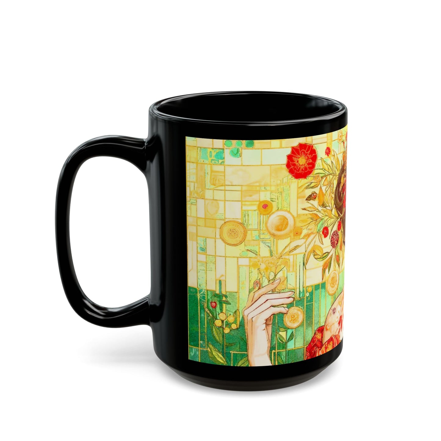 The Queen of Spring - 11 oz or 15 oz Ceramic Black Mugs- 11 oz or 15 oz Ceramic Black Mugs