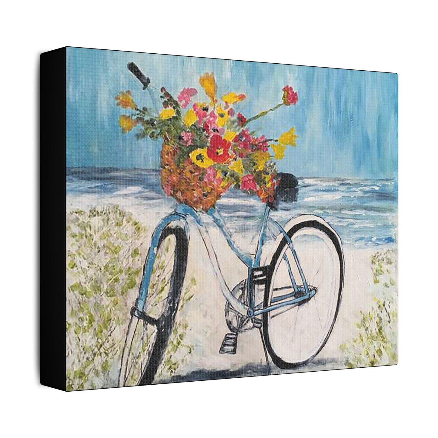 Biking on the Beach- Art- Gallery Wrapped- Satin Stretched Canvas Gallery Wraps - No Frame Needed