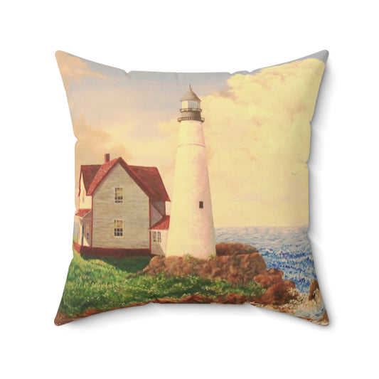 The Lighthouse Faux Suede Square Pillow