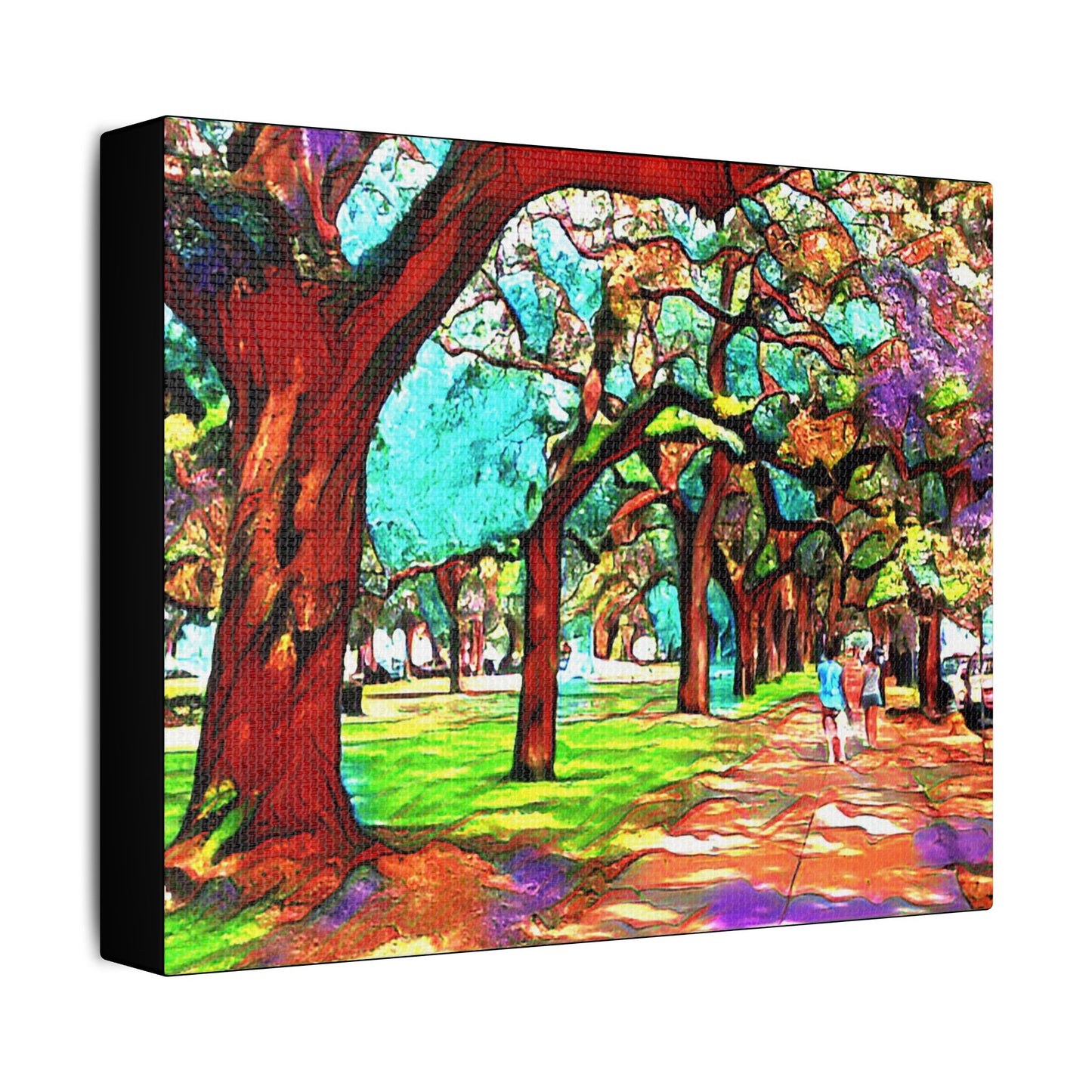 Walk in the Park- Art- Gallery Wrapped- Satin Stretched Canvas Gallery Wraps - No Frame Needed