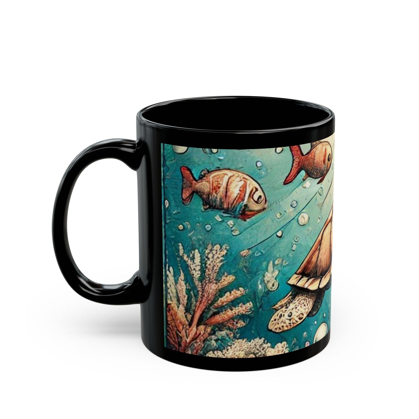 Sea Turtle- 11 oz or 15 oz Ceramic Black Mugs