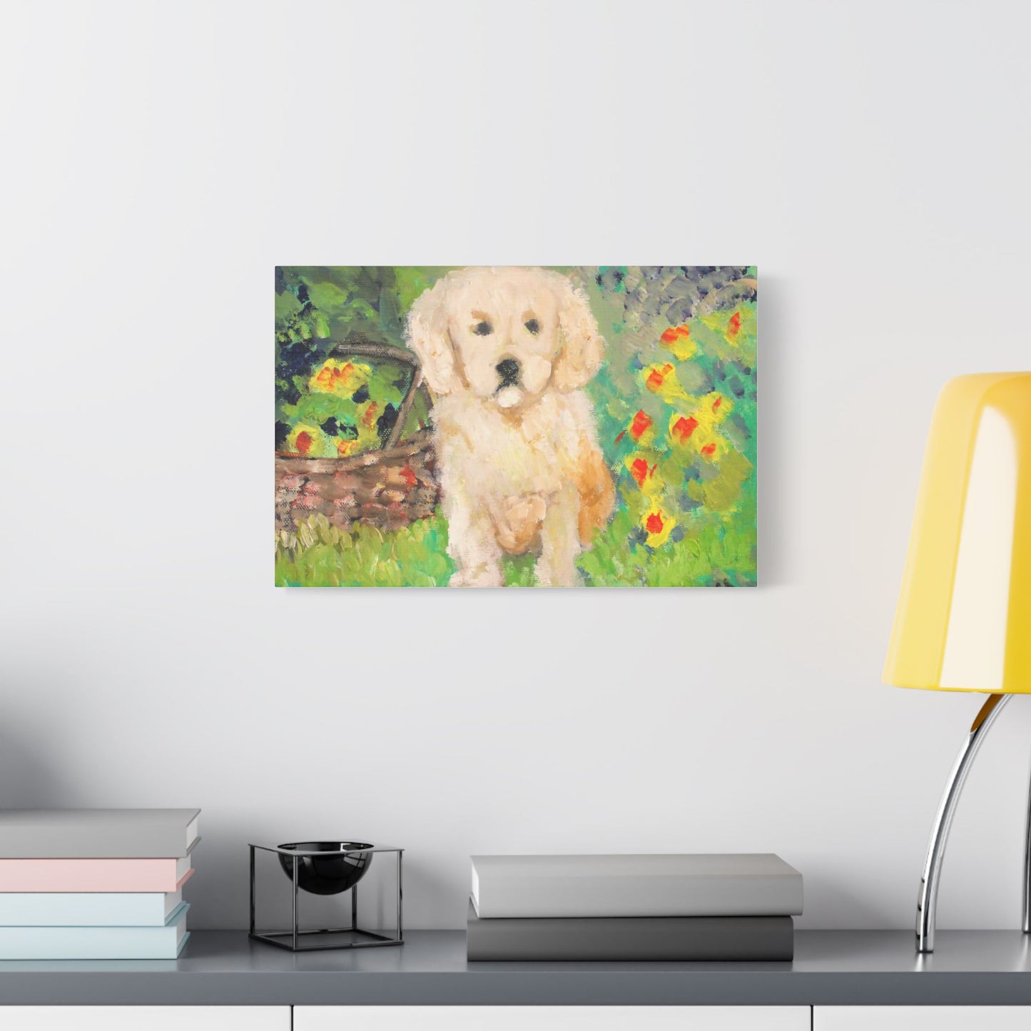 Golden Puppy- Art- Gallery Wrapped- Satin Stretched Canvas Gallery Wraps - No Frame Needed