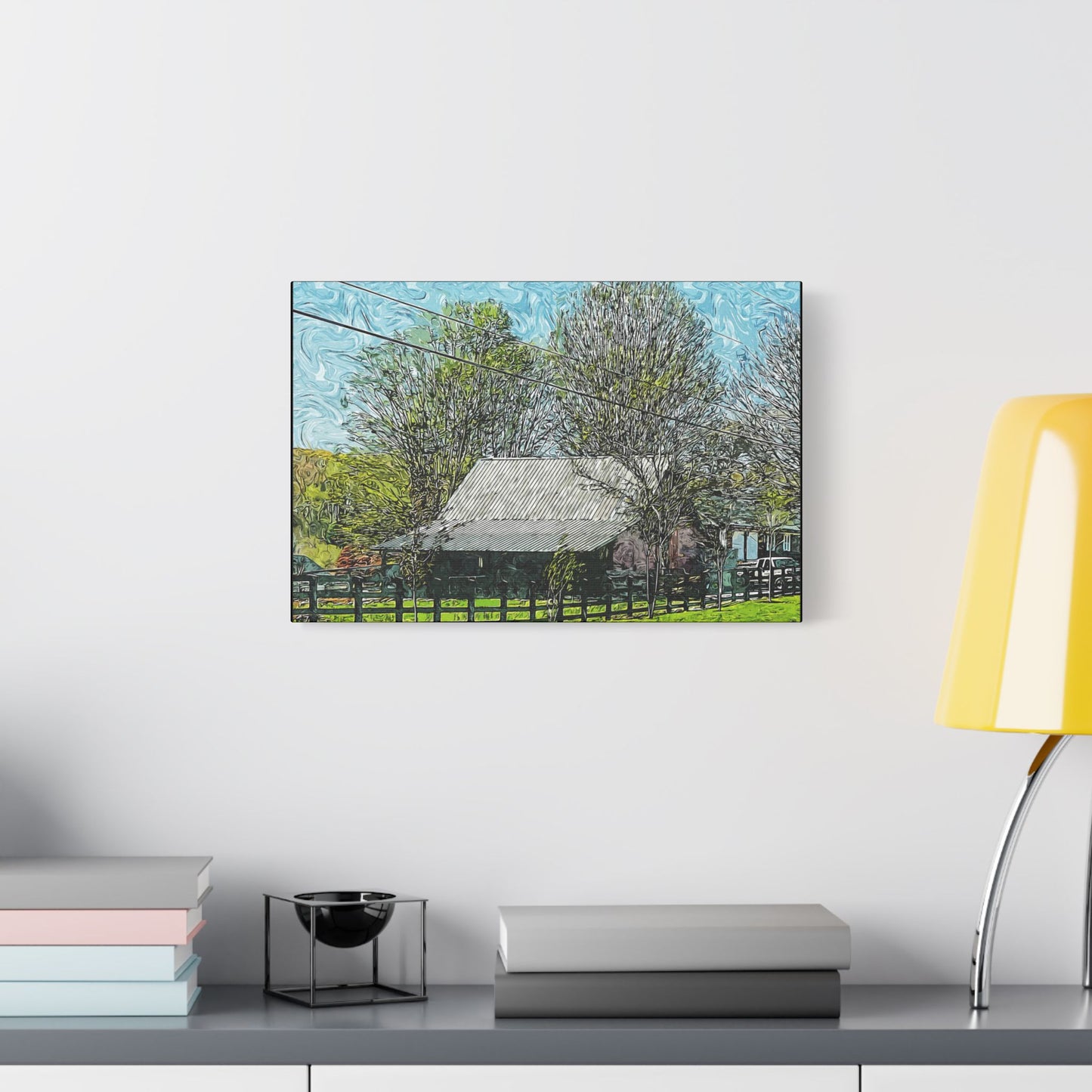 Farm Building- Art- Gallery Wrapped- Satin Stretched Canvas Gallery Wraps - No Frame Needed