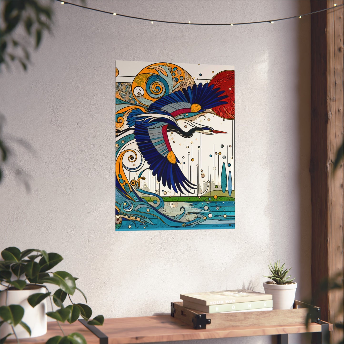 Blue Heron- Art- Giclée Technique Fine Art Posters- No Frame