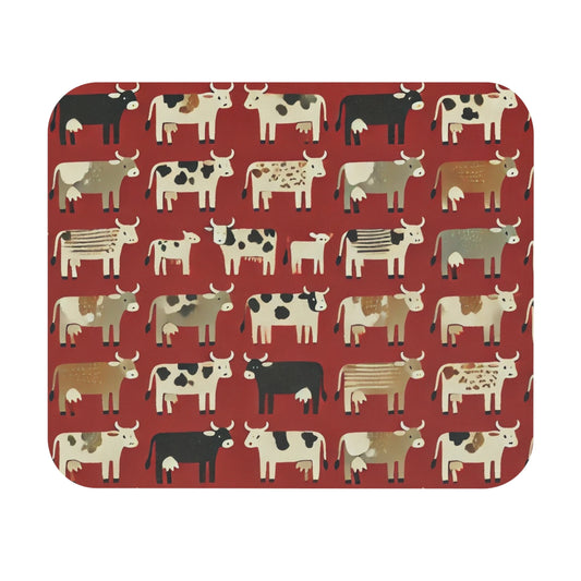Primitive Boho-Style Farm Cow Mousepad