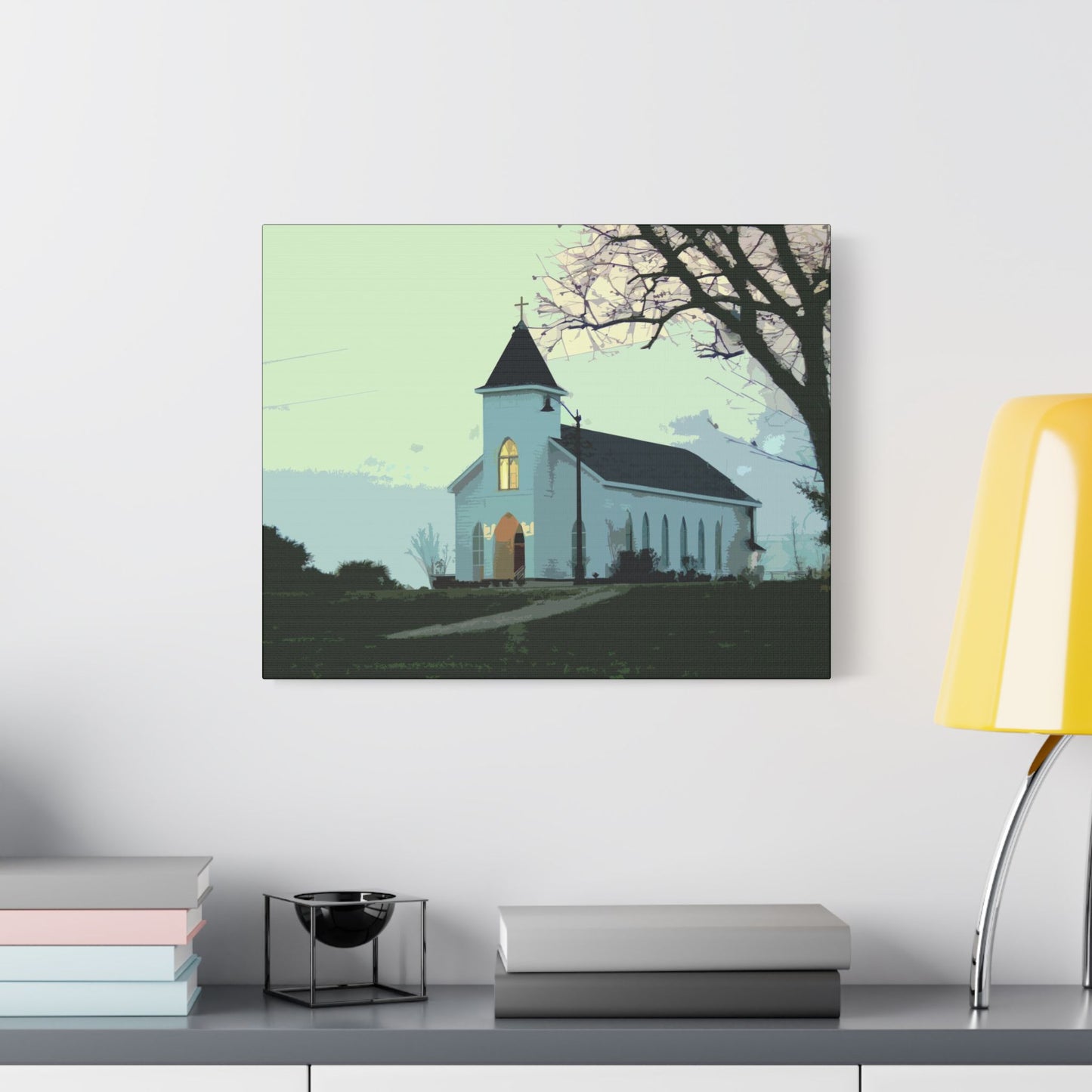 Coastal Church- Art- Gallery Wrapped- Satin Stretched Canvas Gallery Wraps - No Frame Needed