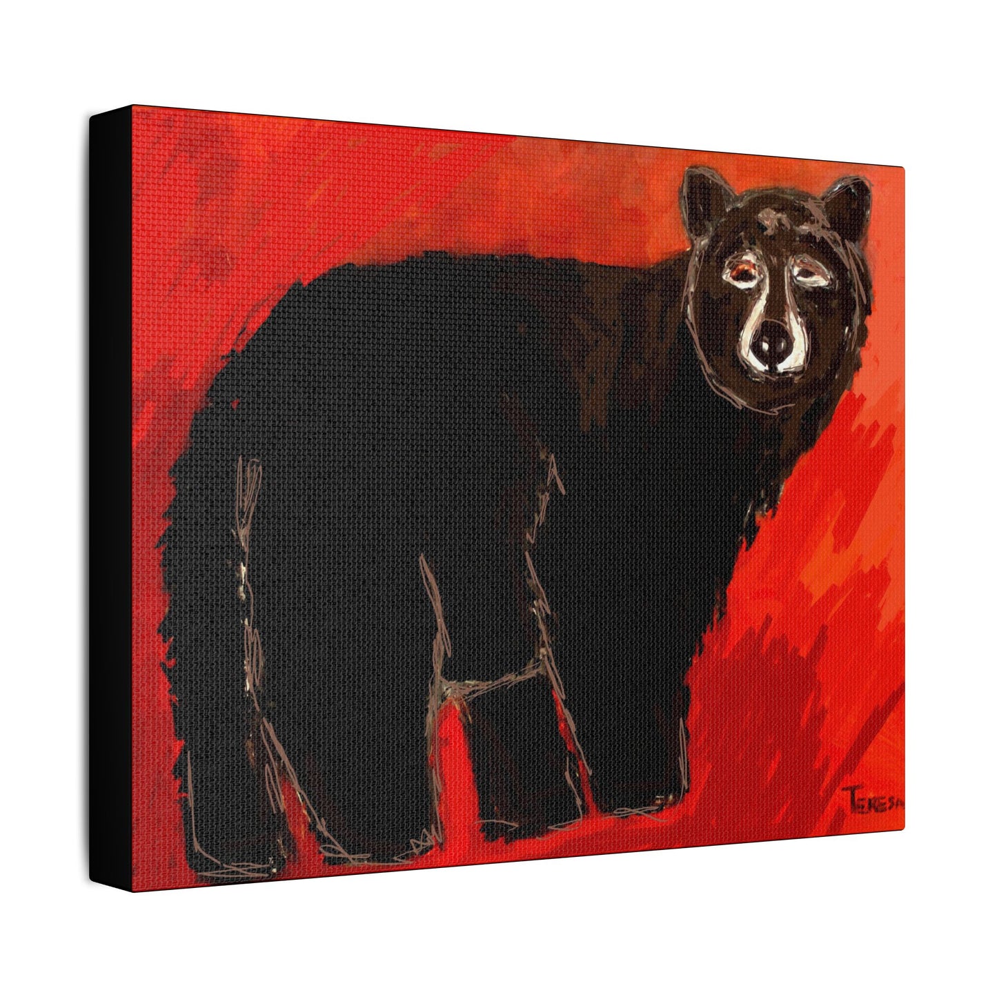 Black Bear- Art- Gallery Wrapped- Satin Stretched Canvas Gallery Wraps - No Frame Needed