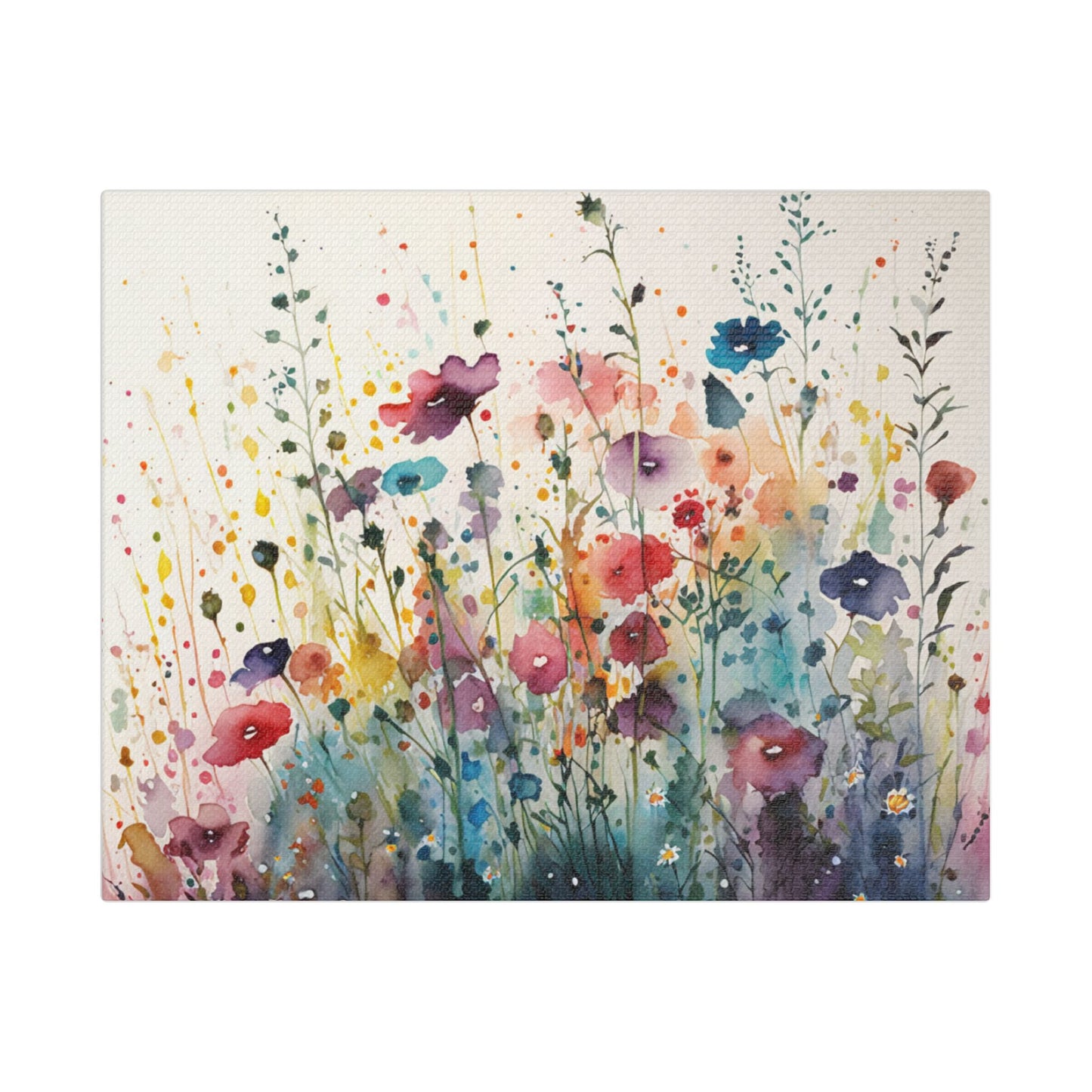 Watercolor Wildflowers- Art- Gallery Wrapped- Satin Stretched Canvas Gallery Wraps - No Frame Needed