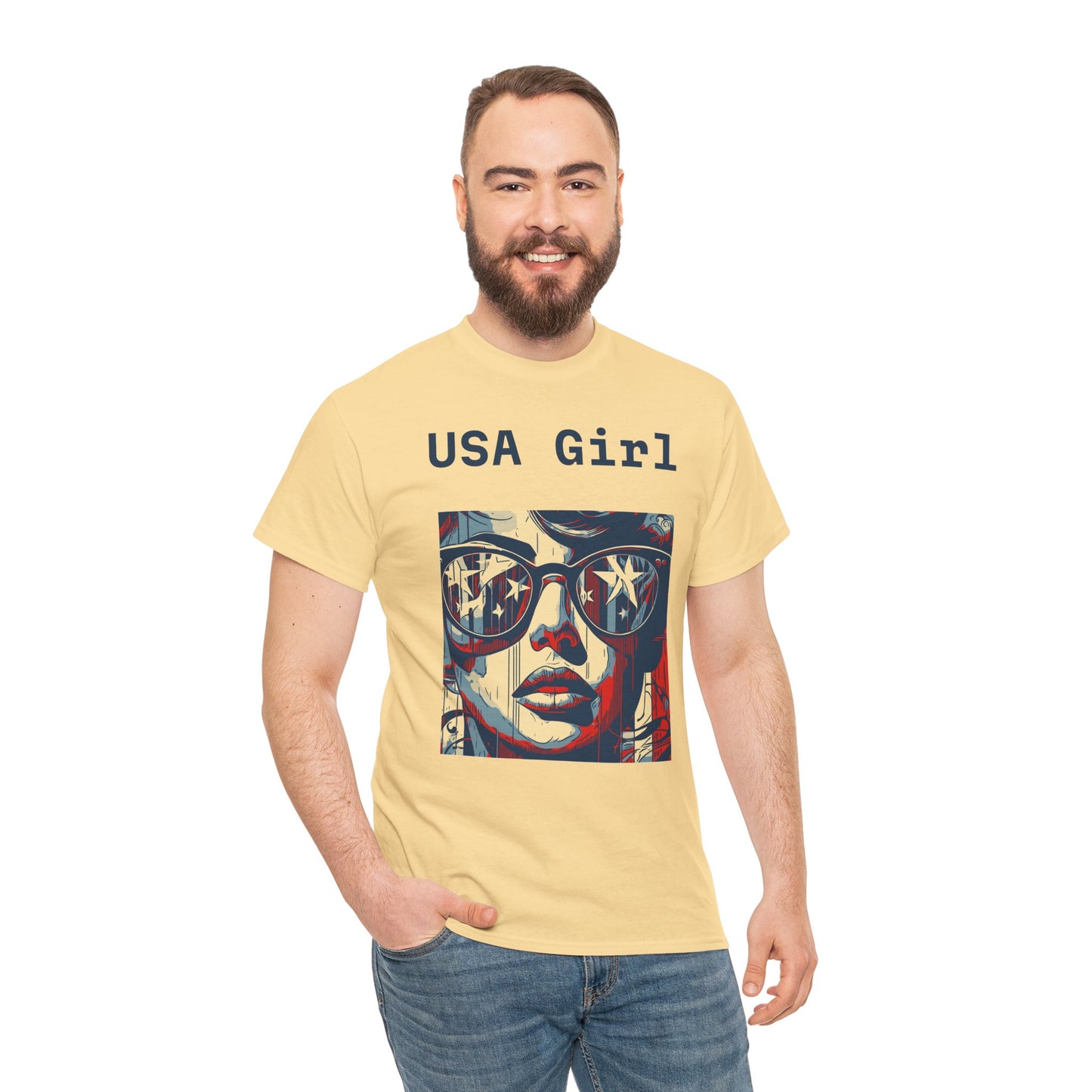 "USA Girl" - Amazing Unisex Heavy Cotton Short Sleeve Tee Shirts!