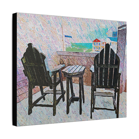 Porch by the Sea - Art- Gallery Wrapped- Satin Stretched Canvas Gallery Wraps - No Frame Needed