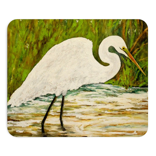 White Egret Mousepad