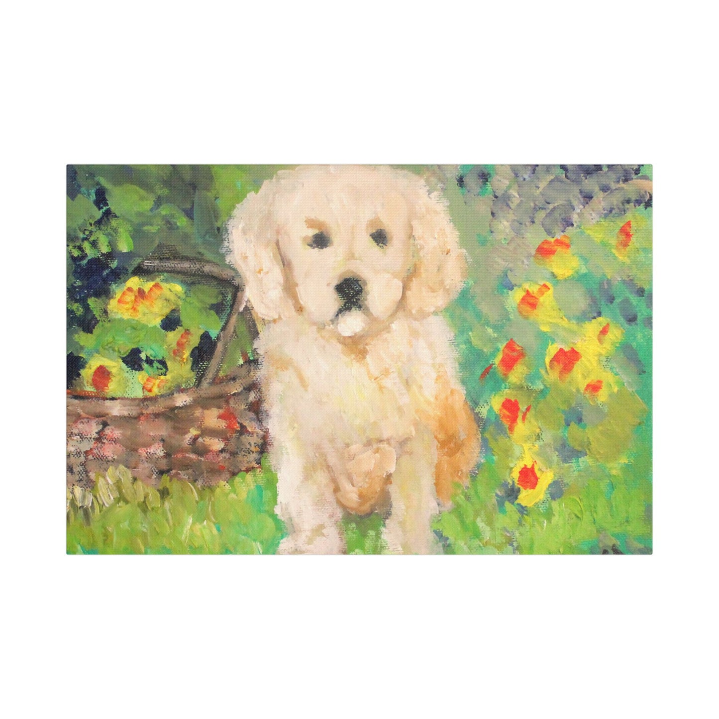 Golden Puppy- Art- Gallery Wrapped- Satin Stretched Canvas Gallery Wraps - No Frame Needed