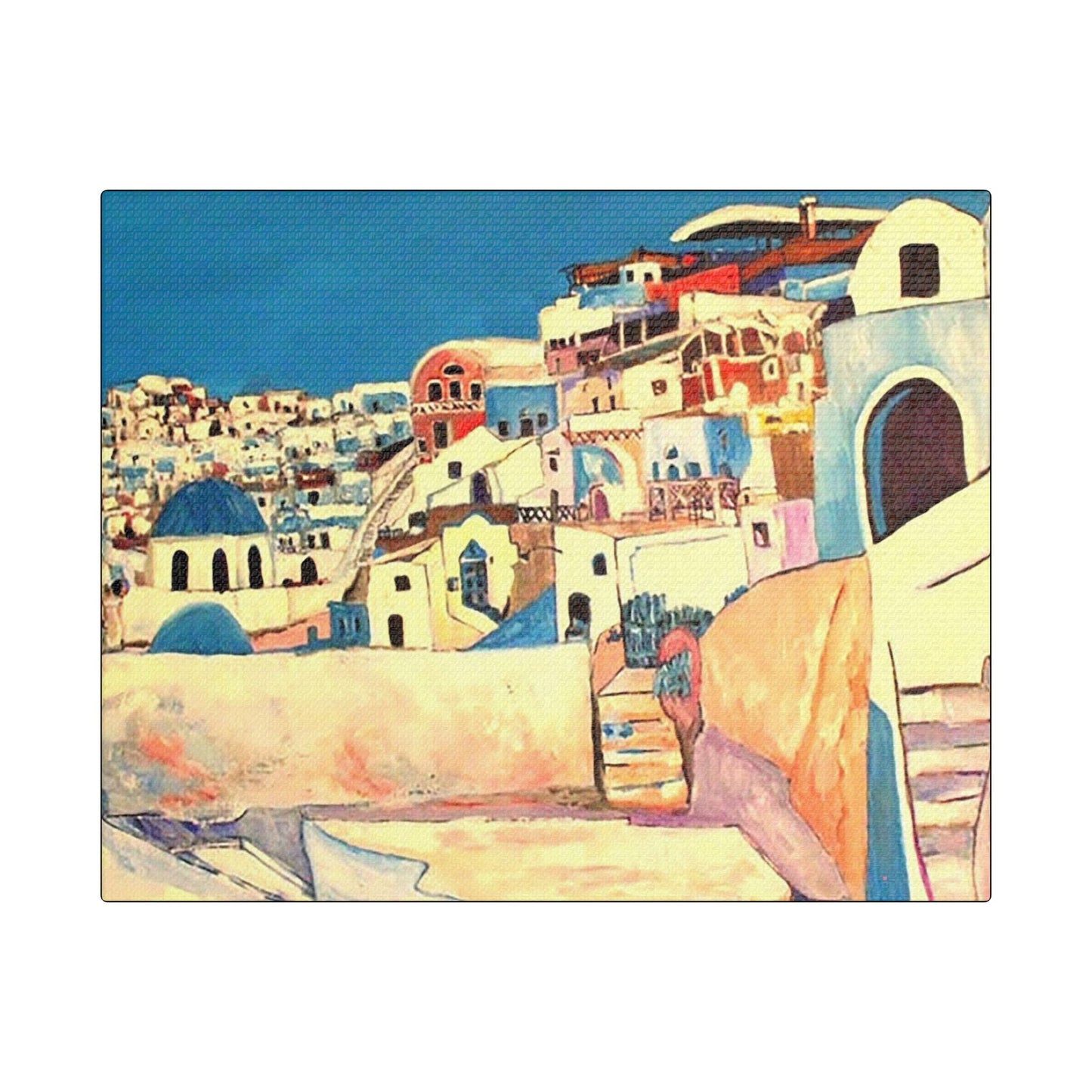 Visit Greece - Art- Gallery Wrapped- Satin Stretched Canvas Gallery Wraps - No Frame Needed