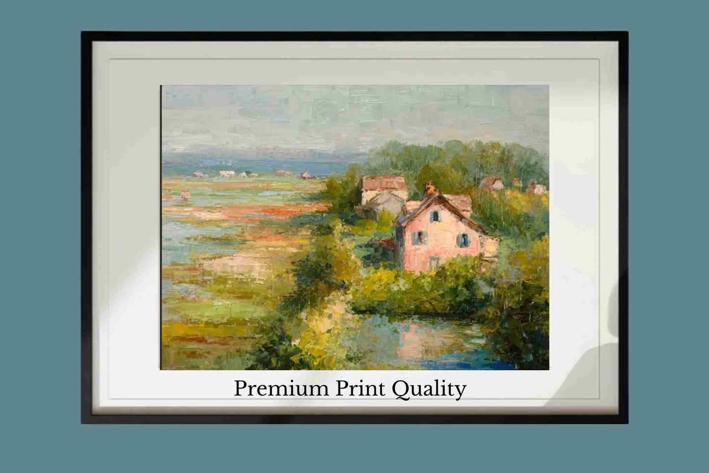 The Pink Cottage | Impressionist Print| Marsh Cottage Art| Coastal Wall Art| Giclée on Canvas, Wood, Metal & Fine Art Paper