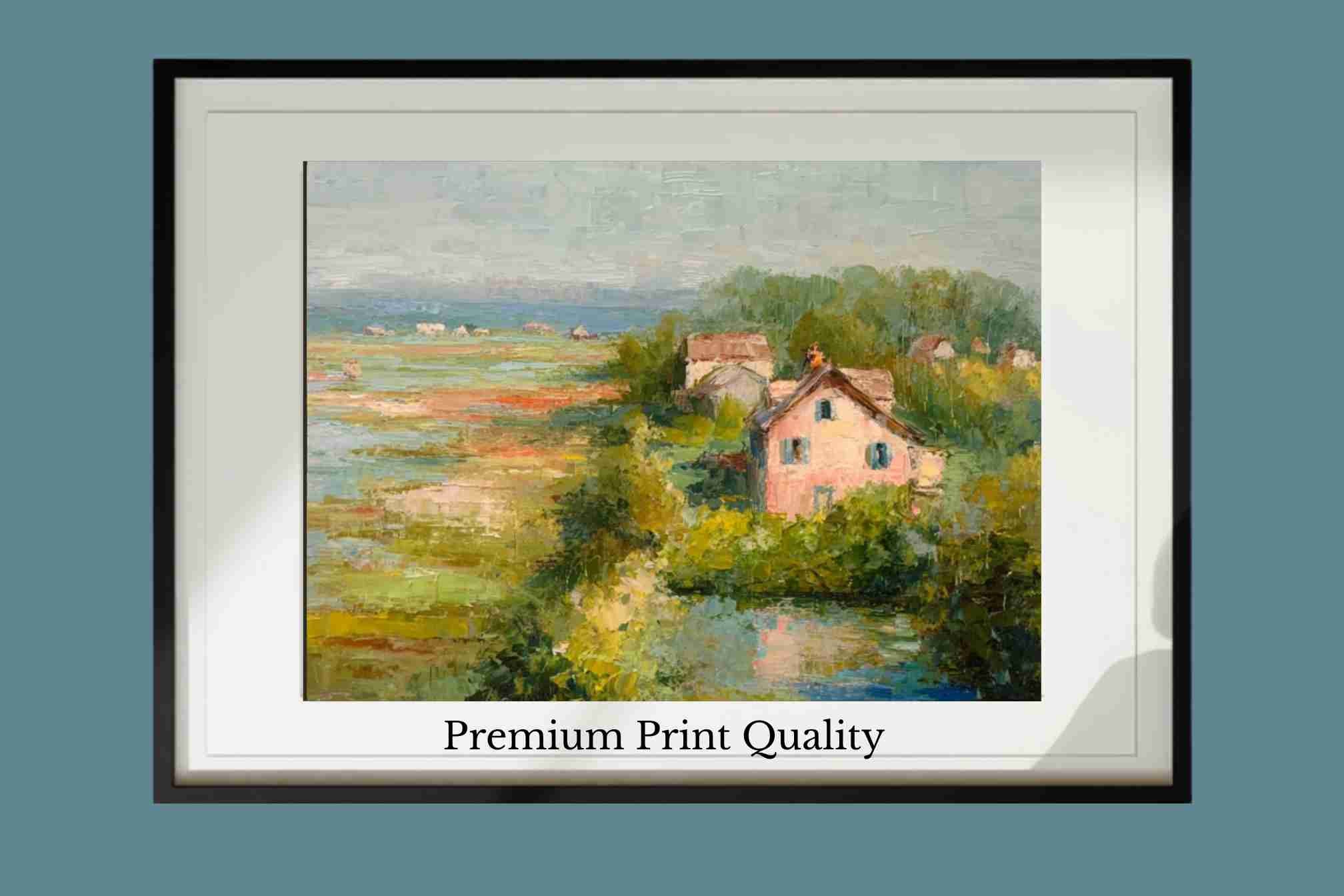 The Pink Cottage | Impressionist Print| Marsh Cottage Art| Coastal Wall Art| Giclée on Canvas, Wood, Metal & Fine Art Paper