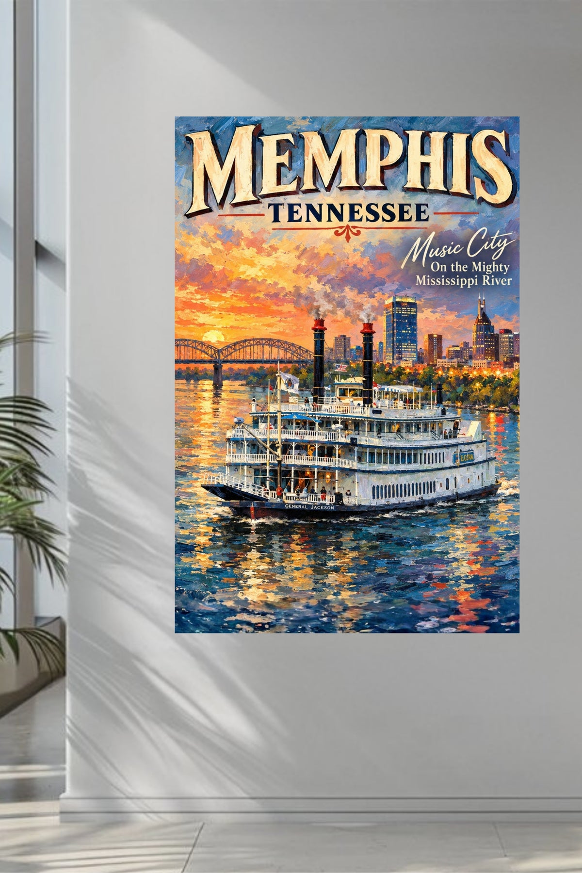 Memphis River Boat | Music City on the Mighty Mississippi | Teresa Johnson Art | Giclée Paper • Wood • Metal • Canvas