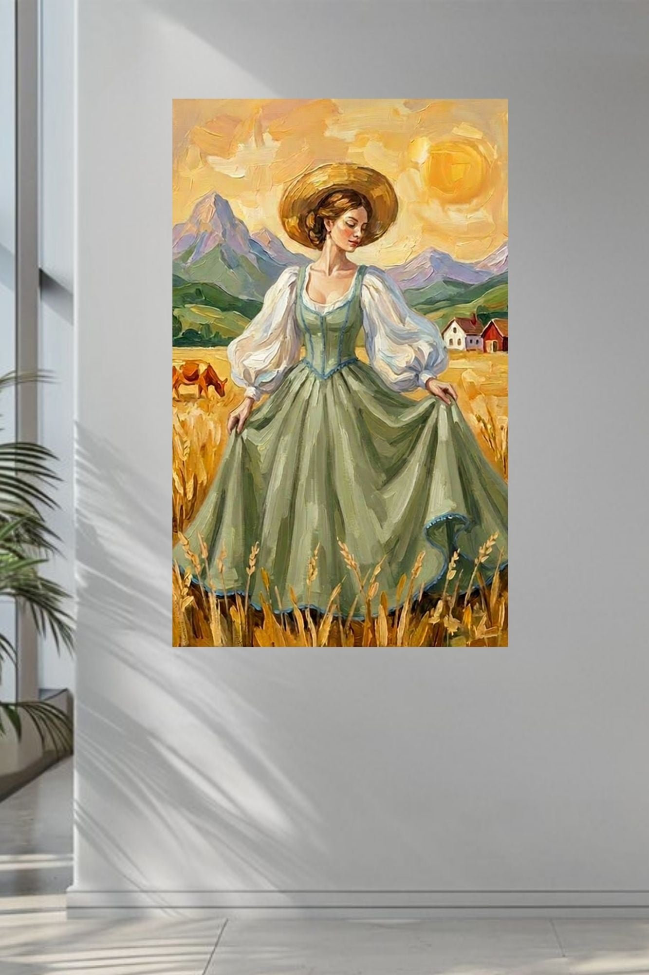 Dancing In the Garden| Vintage Style Print| Farm Village Art| Giclee Paper- Wood- Metal- Canvas