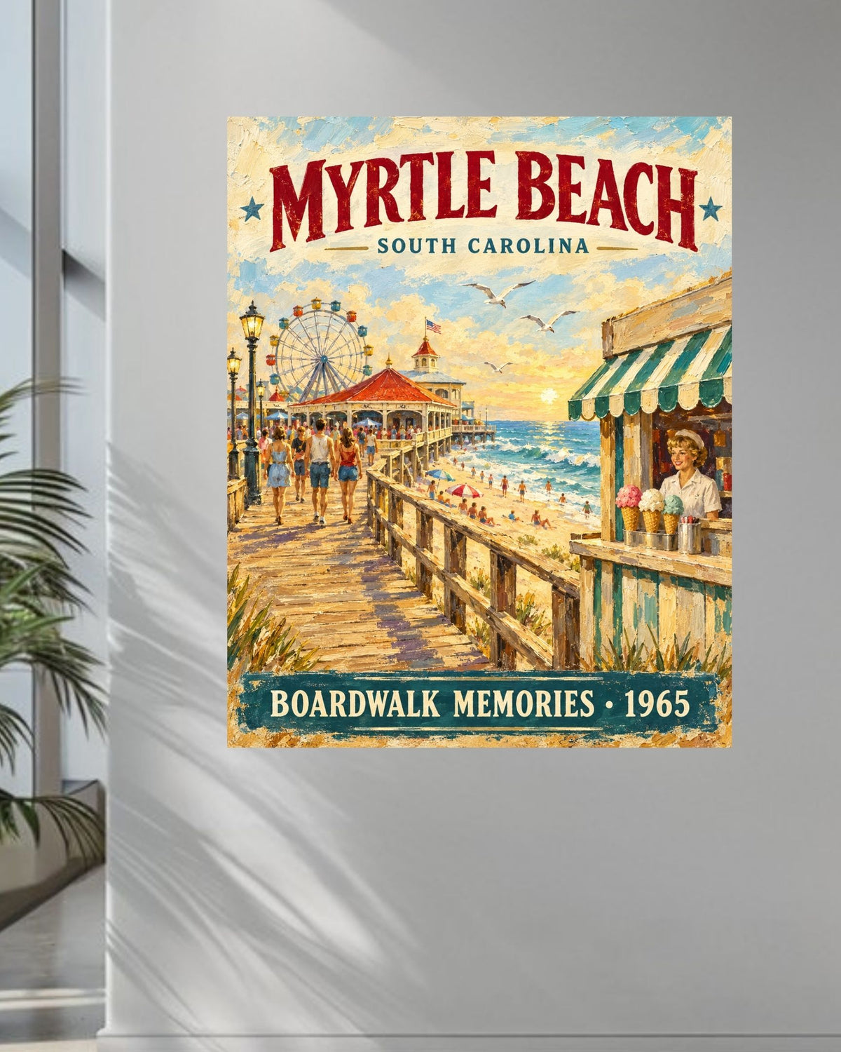 Myrtle Beach SC Vintage Sign | Prints, Canvas, Wood, or Metal Art
