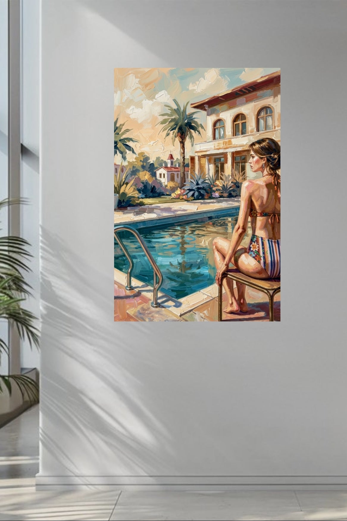 By the Pool, Bahamas | Tropical Resort Wall Art | Island Vacation Impressionist Painting | Giclée Paper • Canvas • Wood • Metal