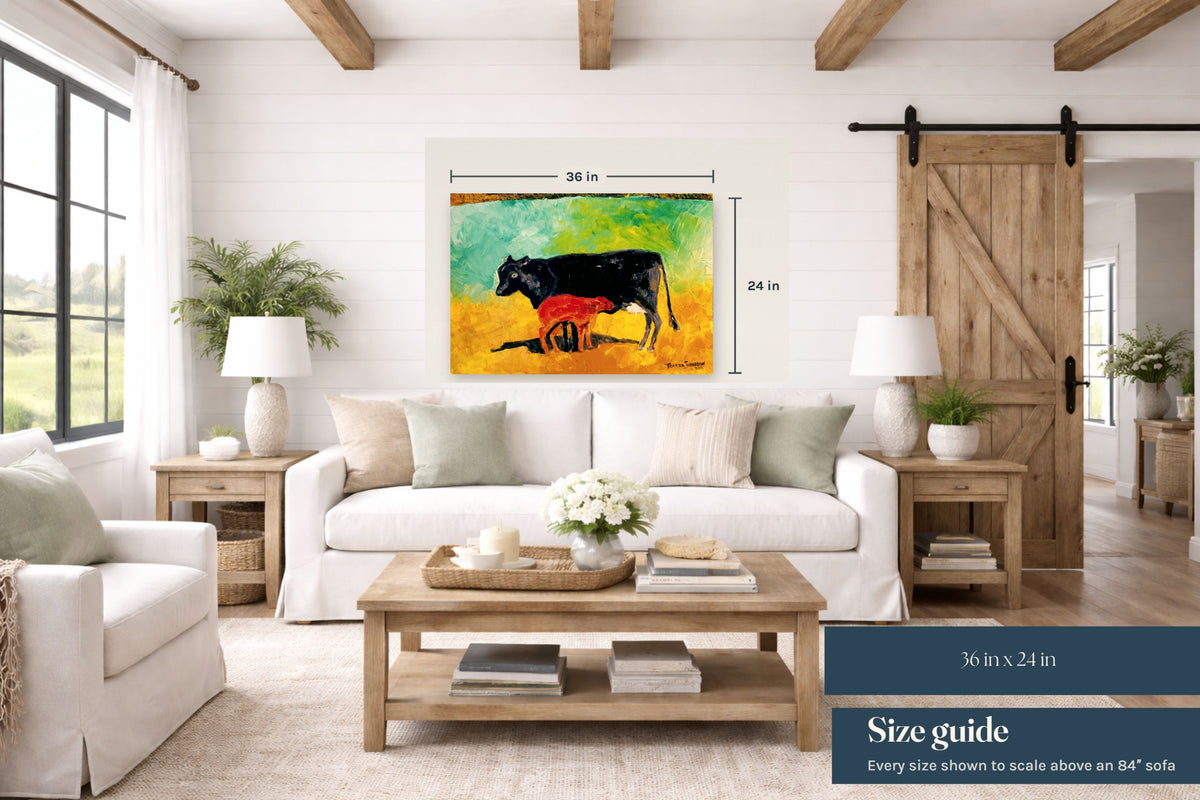 Allison's Cow and Calf Fine| Original Teresa Johnson Print | Western Decor |-Giclee Paper- Canvas