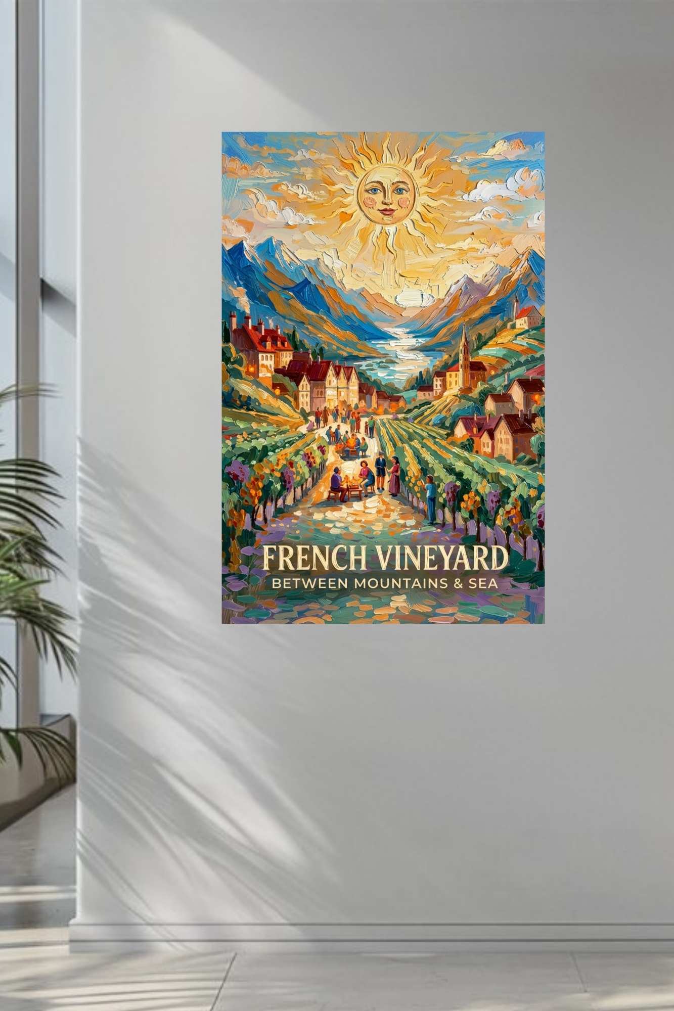 French Vineyard Between Mountain and Sea| Travel Print| Giclee Paper- Wood- Metal- Canvas