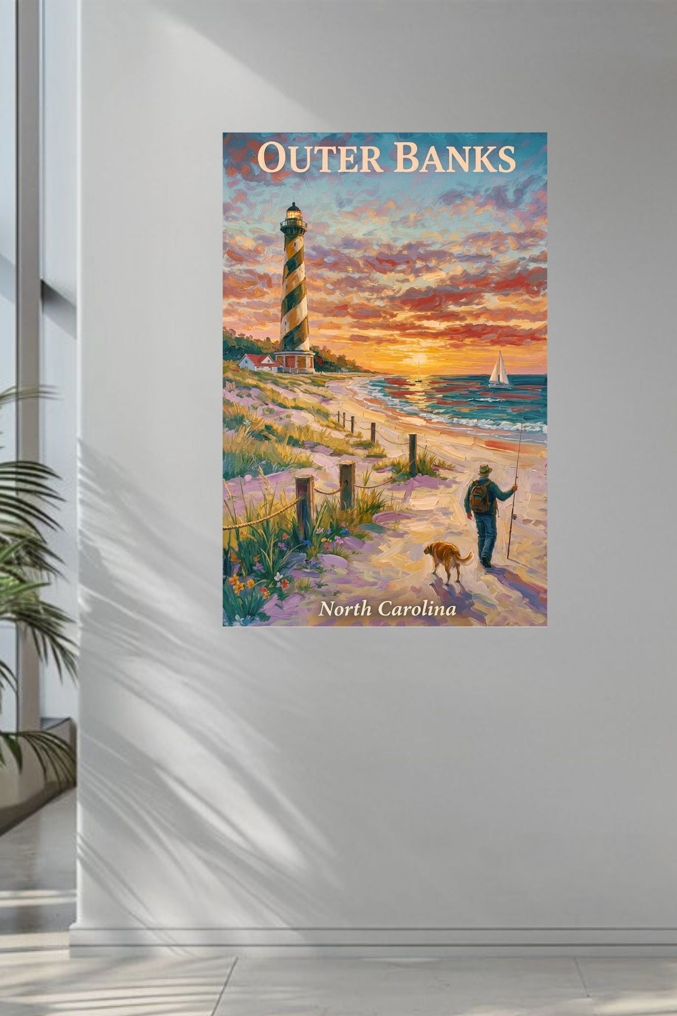 Outer Banks Lighthouse| North Carolina Ocean Print| Beach Art| Travel Poster| Giclee Paper- Wood- Metal- Canvas
