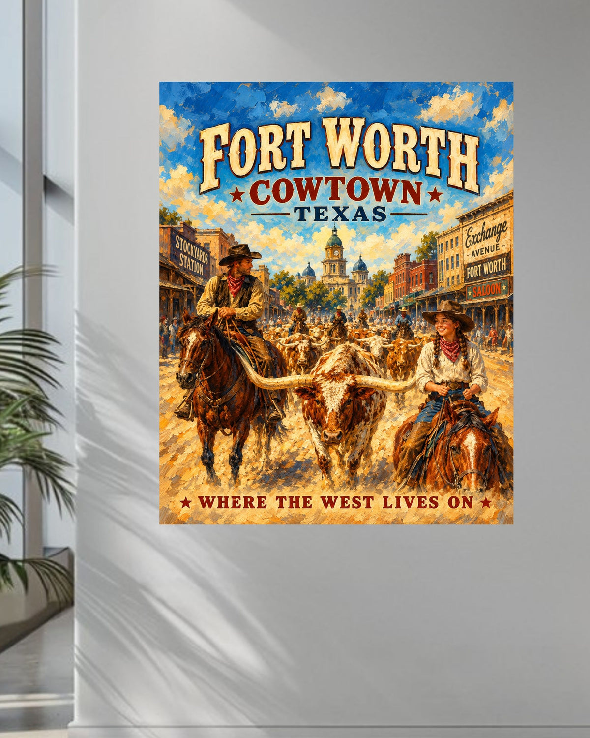 Where The West Lives On-Ft Worth Texas| Prints Canvas Wood Or Metal Art