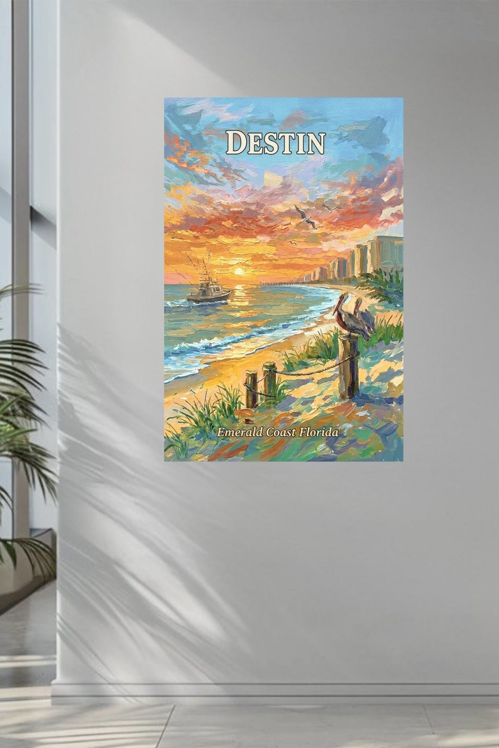 Emerald Coast Sunset In Destin| Travel Poster Art| Giclee Paper- Wood- Metal- Canvas