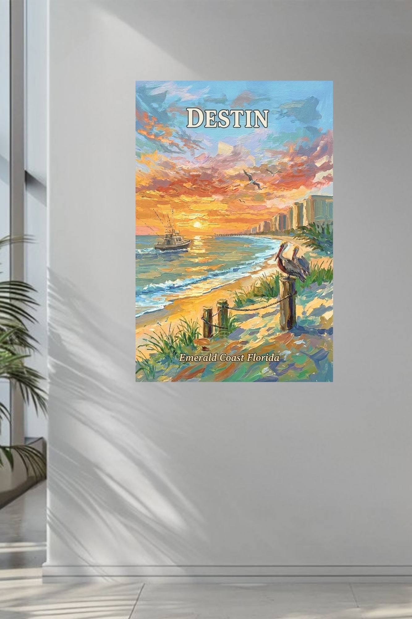 Emerald Coast Sunset In Destin| Travel Poster Art| Giclee Paper- Wood- Metal- Canvas