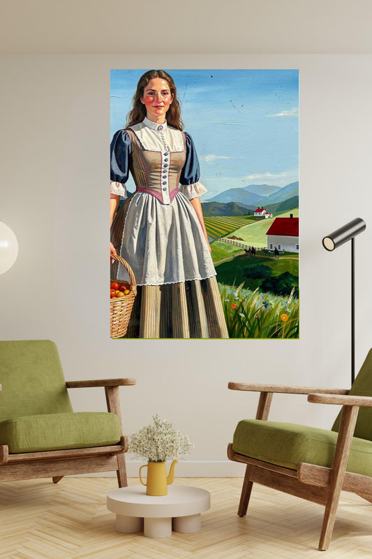 Vintage Woman on The Farm-Farmhouse Art- Giclee Paper- Wood- Metal- Canvas