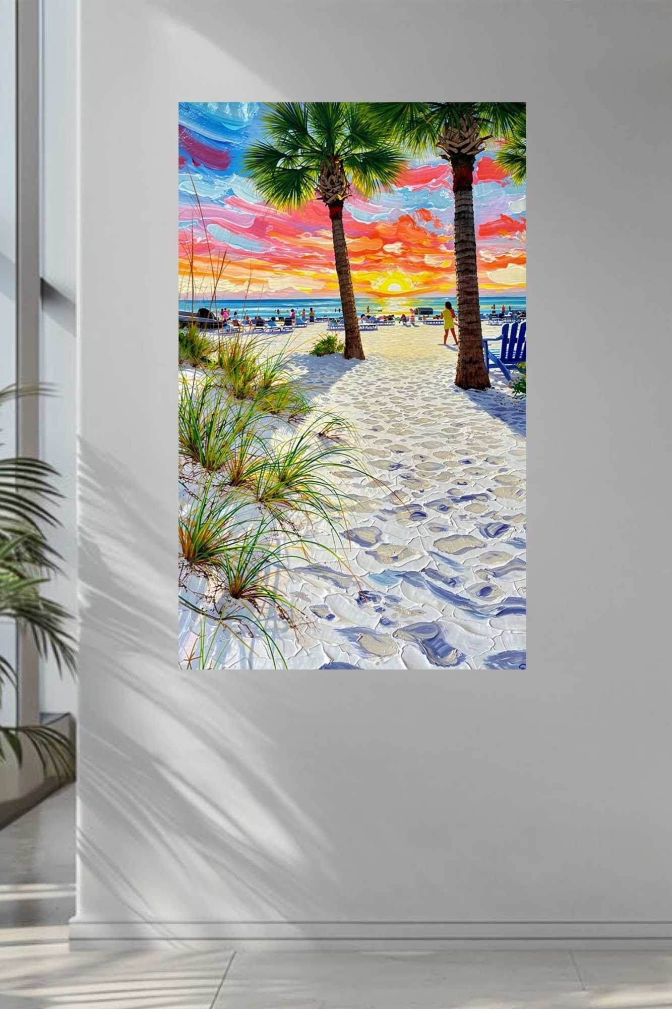 Peaceful Shores | Coastal Beach| Palm Tree Art| Giclee Paper- Wood- Metal- Canvas