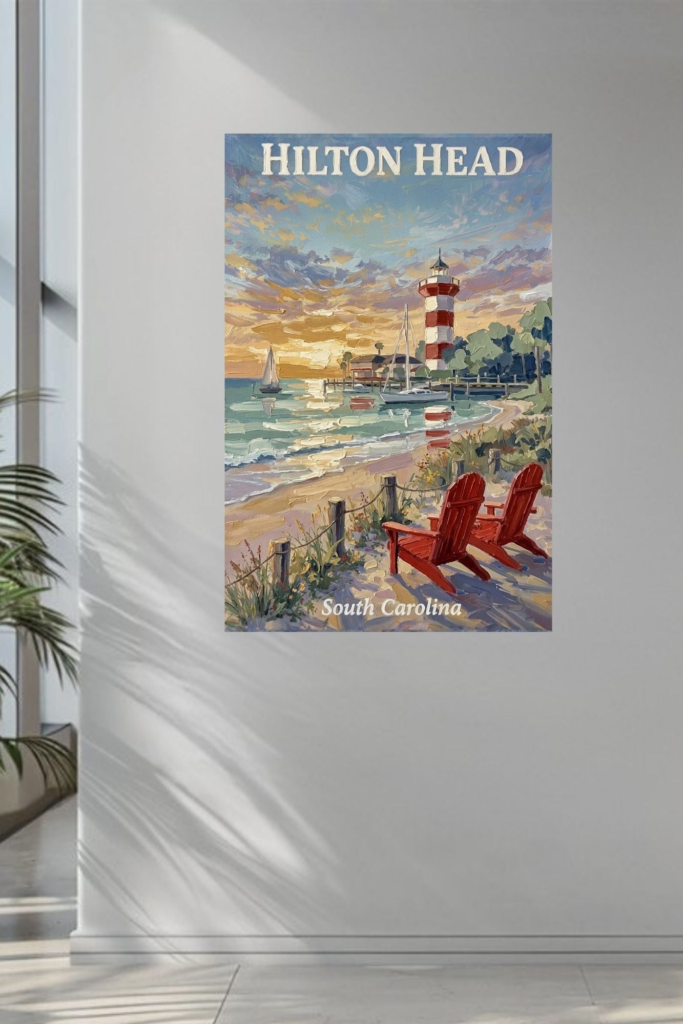 Hilton Head Sunset at Harbour Town Lighthouse | Ocean Print| Beach Art| Travel Poster| Giclee Paper- Wood- Metal- Canvas