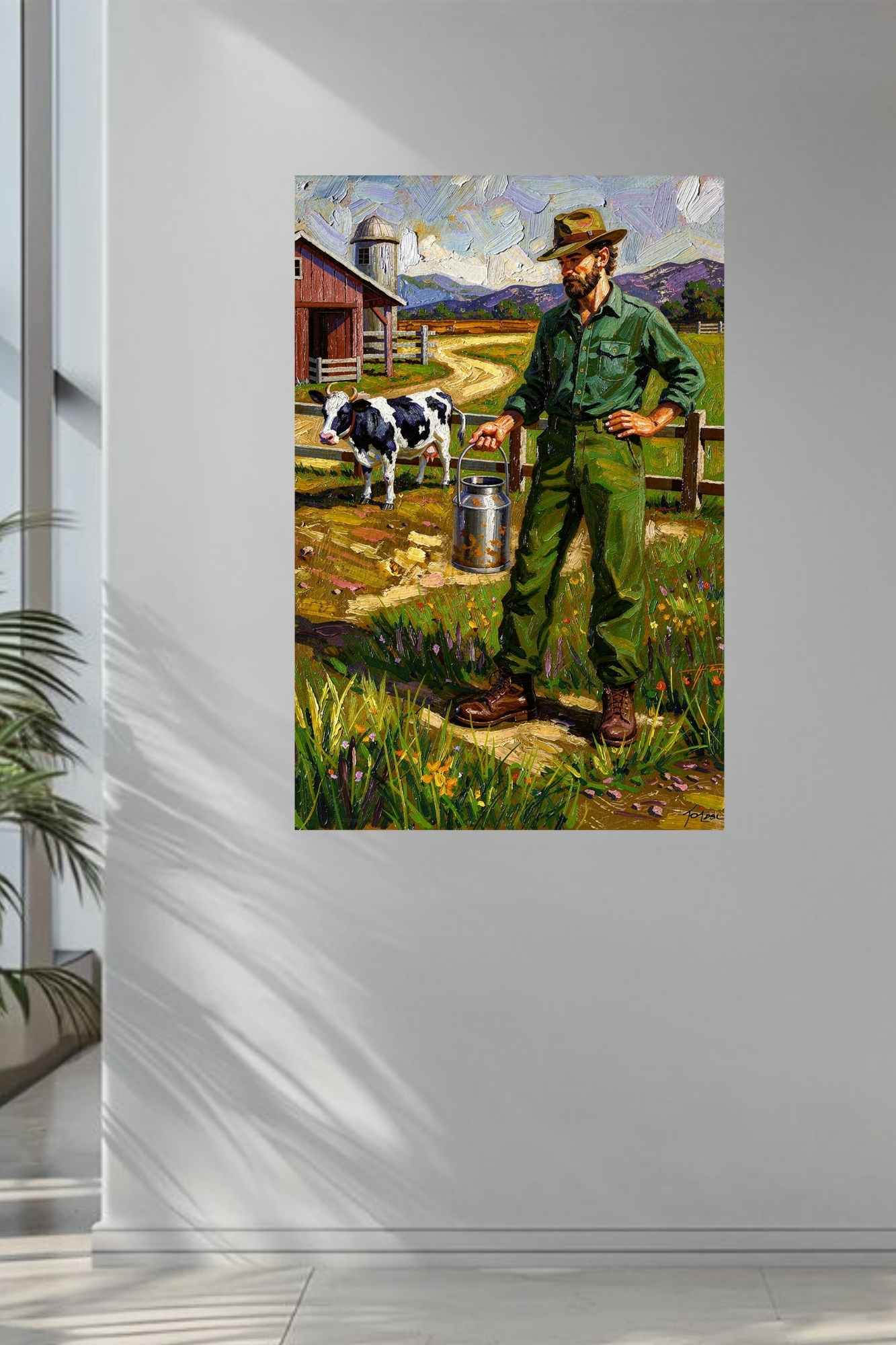 Dairy Farmer| Farm Cow Art| Giclee Paper- Wood- Metal- Canvas