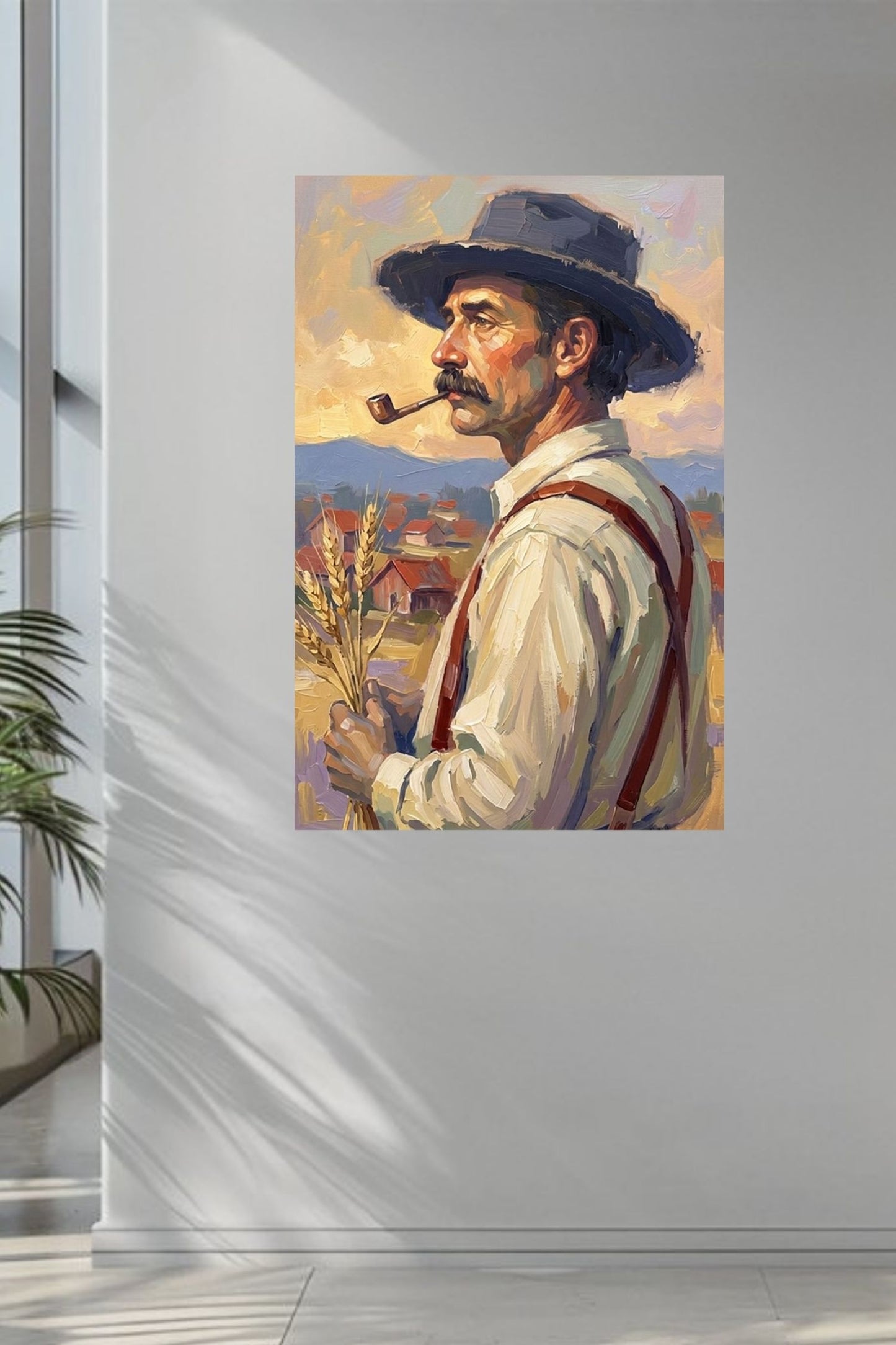 Farmer Man | Vintage Farm Print |Teresa Johnson Rural Wall Art | Harvest Impressionist Print | Giclée Paper • Wood • Metal • Canvas