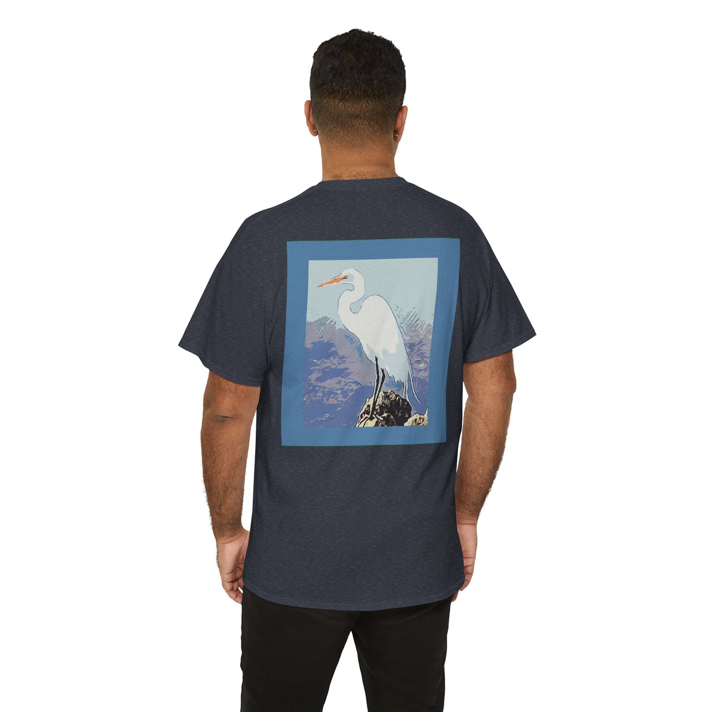 White Egret- Amazing Unisex Heavy Cotton Short Sleeve Tee Shirts!